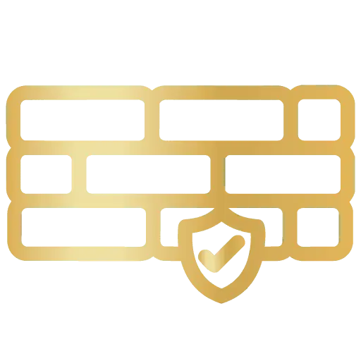 Firewall icon with shield symbol representing security protection.